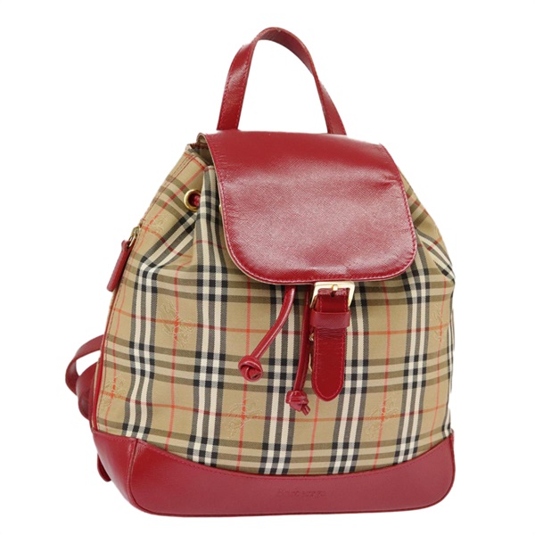 【原宿店限定】バーバリーズ Burberrys バックパック ノバチェック キャンバス レザー ベージュ レッド レディース 102108
