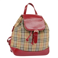 【原宿店限定】バーバリーズ Burberrys バックパック ノバチェック キャンバス レザー ベージュ レッド レディース 102108
