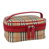 【原宿店限定】バーバリーズ Burberrys ハンドバッグ ノバチェック キャンバス レザー ベージュ レッド レディース 105641V