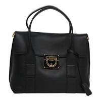 【原宿店限定】サルヴァトーレフェラガモ Salvatore Ferragamo ハンドバッグ ガンチーニ レザー 2way ブラック ゴールド レディース FF6322V