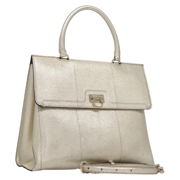 【原宿店限定】サルヴァトーレフェラガモ Salvatore Ferragamo ハンドバッグ ガンチーニ レザー 2way ゴールド レディース BD137SV