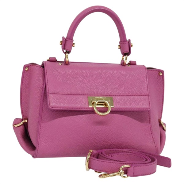 【原宿店限定】サルヴァトーレフェラガモ Salvatore Ferragamo ハンドバッグ ガンチーニ レザー 2way ピンク ゴールド レディース mr1123V