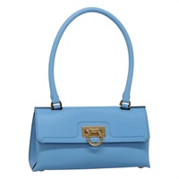 【原宿店限定】サルヴァトーレフェラガモ Salvatore Ferragamo ショルダーバッグ ガンチーニ レザー ブルー ゴールド レディース 114931V