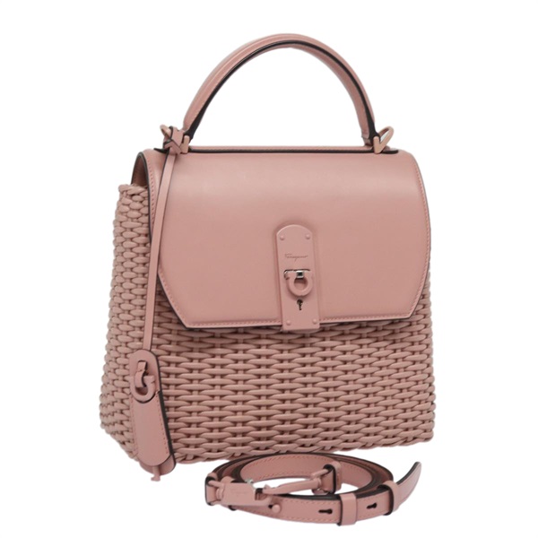 【原宿店限定】サルヴァトーレフェラガモ Salvatore Ferragamo ショルダーバッグ ガンチーニ レザー ピンク レディース 84233AV