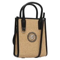 【原宿店限定】ヴェルサーチ VERSACE ハンドバッグ ラフィア 2way ベージュ レディース EC391A