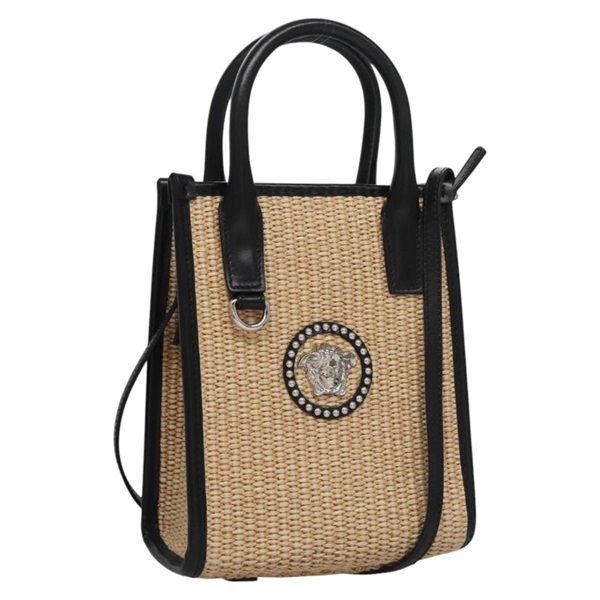 【原宿店限定】ヴェルサーチ VERSACE ハンドバッグ ラフィア 2way ベージュ レディース EC392AV