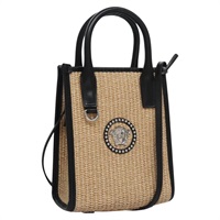 【原宿店限定】ヴェルサーチ VERSACE ハンドバッグ ラフィア 2way ベージュ レディース EC392AV