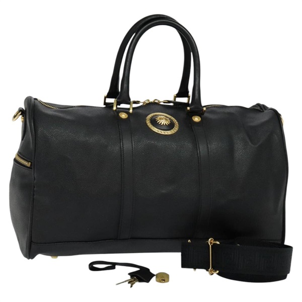【原宿店限定】ヴェルサーチ VERSACE ボストンバッグ サンフェイス レザー 2way ブラック ゴールド レディース ki5390V