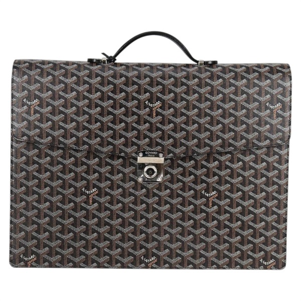 【原宿店限定】ゴヤール GOYARD ビジネスバッグ ヘリンボーン PVC レザー ブラック レディース 118898M