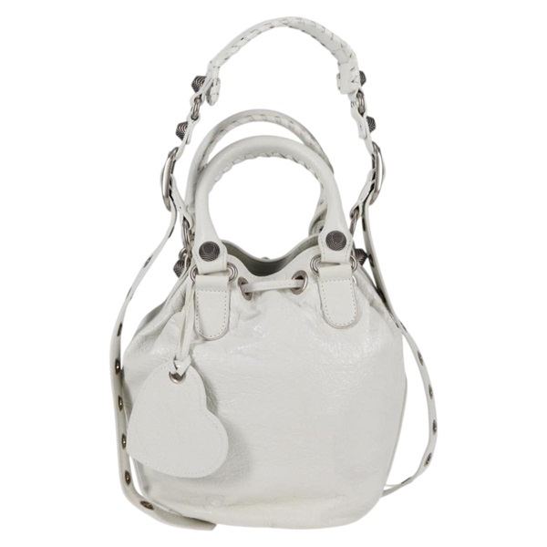 【原宿店限定】バレンシアガ BALENCIAGA ルカゴールXS ハンドバッグ レザー 2way ホワイト シルバー 702432 レディース ar13609AM