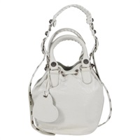 【原宿店限定】バレンシアガ BALENCIAGA ルカゴールXS ハンドバッグ レザー 2way ホワイト シルバー 702432 レディース ar13609AM