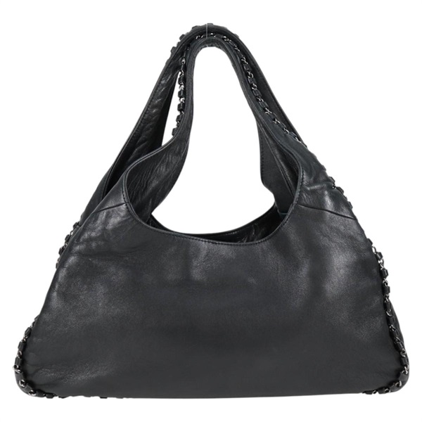 【原宿店限定】シャネル CHANEL ハンドバッグ チェーン ラムスキン ブラック ゴールド レディース PP536V