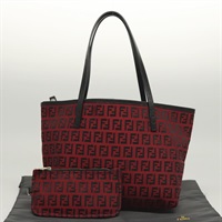 【原宿店限定】フェンディ FENDI ハンドバッグ ズッキーノキャンバス レッド シルバー レディース 124864V