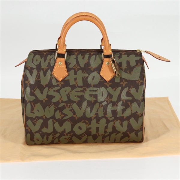 【原宿店限定】ルイ・ヴィトン LOUIS VUITTON スピーディ30 ハンドバッグ モノグラムグラフィティ グリーン カーキ M92194 レディース 125656AV