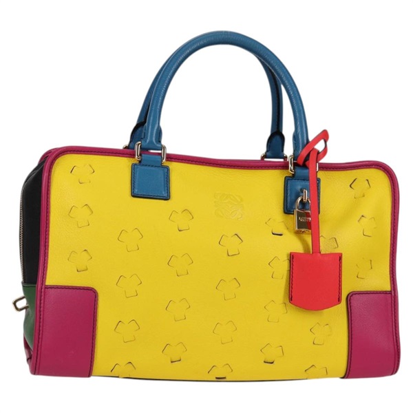 【原宿店限定】ロエベ LOEWE アマソナ36 ハンドバッグ アナグラム レザー イエロー ゴールド レディース BA2348M