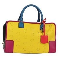 【原宿店限定】ロエベ LOEWE アマソナ36 ハンドバッグ アナグラム レザー イエロー ゴールド レディース BA2348M