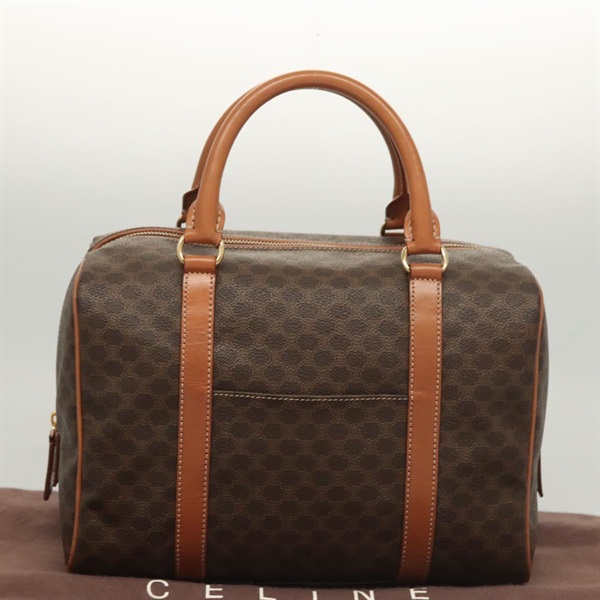 【原宿店限定】セリーヌ CELINE ハンドバッグ マカダムキャンバス PVCレザー ブラウン ゴールド レディース yk18442V