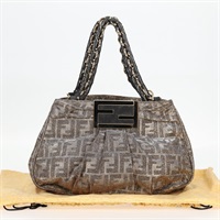 【原宿店限定】フェンディ FENDI ショルダーバッグ ズッカキャンバス ミア チェーン シルバー ゴールド レディース 122372AV