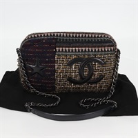 【原宿店限定】シャネル CHANEL ショルダーバッグ チェーン ツイード ブラック レディース 124656AM