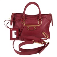【原宿店限定】バレンシアガ BALENCIAGA ハンドバッグ クラシック メタリック  エッジ シティS レザー レッド ゴールド 432831 レディース am8323M
