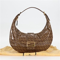 【原宿店限定】フェンディ FENDI クロワッサン ショルダーバッグ ズッキーノキャンバス ブラウン レディース 124539V