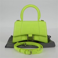 【原宿店限定】バレンシアガ BALENCIAGA アワーグラスXS ハンドバッグ レザー 2way ライムグリーン シルバー 592833 レディース gh137AM