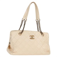 【原宿店限定】シャネル CHANEL ショルダーバッグ マトラッセ チェーン レザー ベージュ ゴールド レディース BA2163V