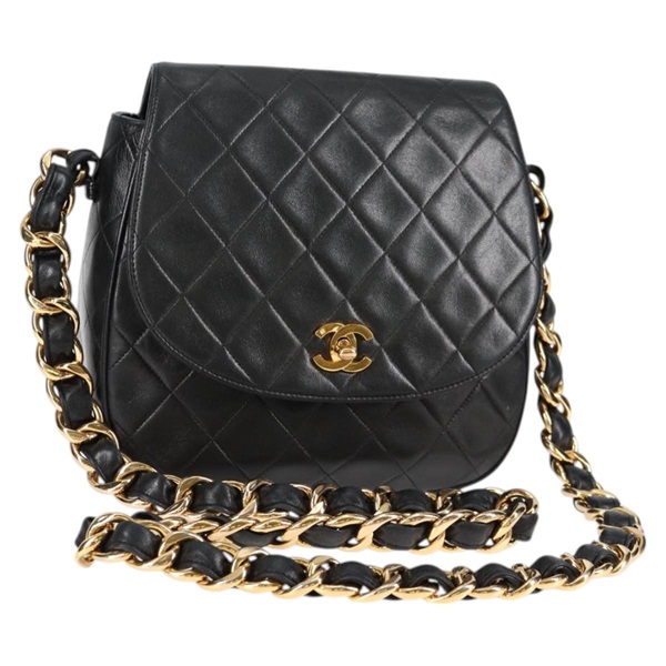 【原宿店限定】シャネル CHANEL ショルダーバッグ マトラッセ チェーン ラムスキン ブラック ゴールド レディース PP495V