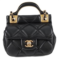 【原宿店限定】シャネル CHANEL ショルダーバッグ マトラッセ チェーン ポーチ ラムスキン ブラック ゴールド レディース BD2191M