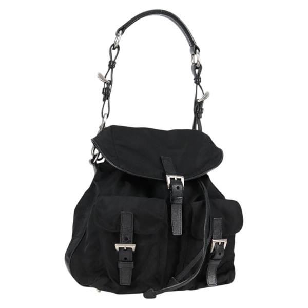 【原宿店限定】プラダ PRADA ショルダーバッグ ナイロン ブラック シルバー レディース 125317V