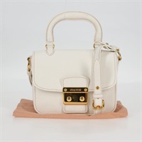 【原宿店限定】ミュウ ミュウ Miu Miu ハンドバッグ レザー 2way ホワイト ゴールド レディース 125417V
