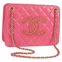 【原宿店限定】シャネル CHANEL ショルダーバッグ マトラッセ チェーン ラムスキン ピンク ゴールド レディース 125468AM