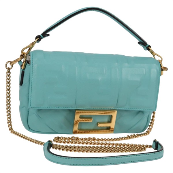 【原宿店限定】フェンディ FENDI ショルダーバッグ ズッカキャンバス チェーン レザー 2way ゴールド グリーン レディース 125471M