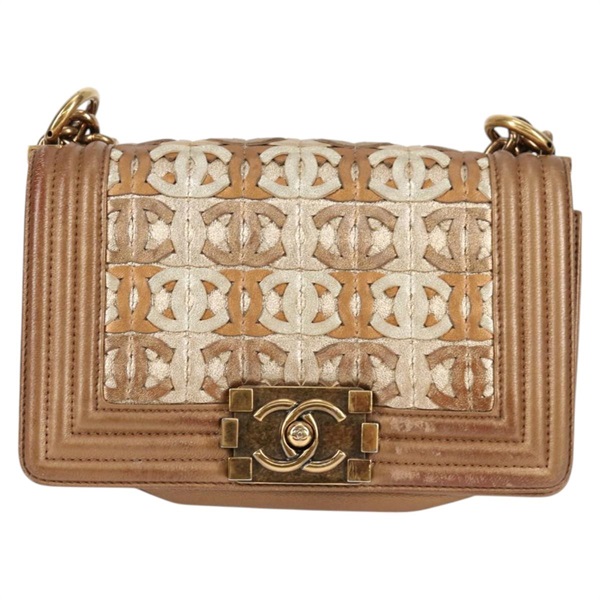 【原宿店限定】シャネル CHANEL ショルダーバッグ ココマーク ボーイシャネル チェーン レザー ゴールド レディース PP551V