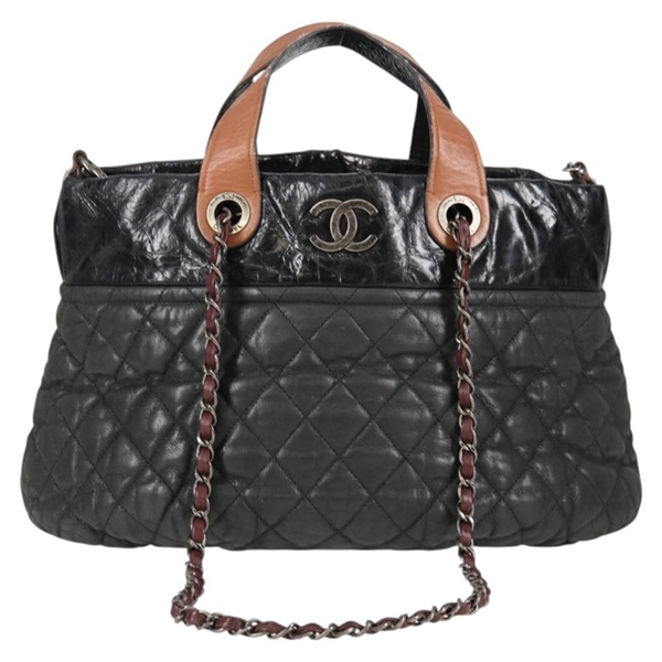 【原宿店限定】シャネル CHANEL ハンドバッグ マトラッセ ココマーク レザー 2way カーキ レディース PP564V