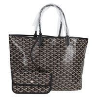 【原宿店限定】ゴヤール GOYARD サンルイPM トートバッグ ヘリンボーン PVC レザー ブラック レディース yk18382SM