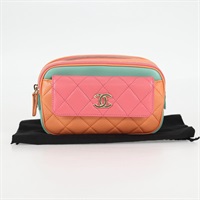 【原宿店限定】シャネル CHANEL ウエストバッグ マトラッセ チェーン レザー ピンク ゴールド レディース 125467SAM