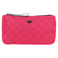 【原宿店限定】プラダ PRADA ポーチ ナイロン ピンク シルバー レディース 123980V