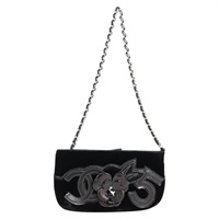 【原宿店限定】シャネル CHANEL アクセサリーポーチ ベロア ブラック ゴールド レディース 125432AV
