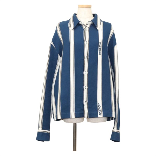【原宿店限定】ジャックムス JACQUEMUS シャツ 長袖 コットン ブルー レディース ym006M
