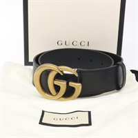 【原宿店限定】グッチ GUCCI ベルト GGマーモント レザー 80cm ブラック ゴールド 400593 レディース SW818M