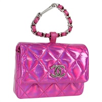 【原宿店限定】シャネル CHANEL ハンドバッグ マトラッセ ミニ エナメル ピンク シルバー レディース 119258M