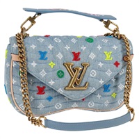 【原宿店限定】ルイ・ヴィトン LOUIS VUITTON チェーンバッグMM ハンドバッグ ニューウェーブ ライトブルー M53692 レディース BD2243SM