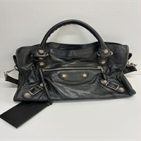 BALENCIAGA ジャイアント シティ ハンドバッグ ブラック シルバー レザー