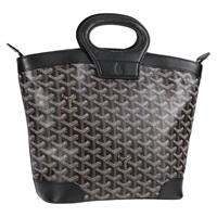 【原宿店限定】ゴヤール GOYARD ハンドバッグ ヘリンボーン PVC レザー ブラック シルバー レディース 123524M