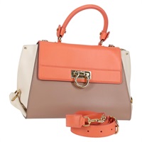 【原宿店限定】サルヴァトーレフェラガモ Salvatore Ferragamo ハンドバッグ ガンチーニ ソフィア レザー 2way ピンク ゴールド レディース 127533M