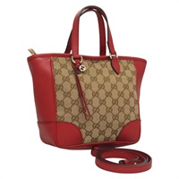 【原宿店限定】グッチ GUCCI ハンドバッグ GGキャンバス 2way レッド ベージュ 449241 レディース 127881V