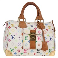 【原宿店限定】ルイ・ヴィトン LOUIS VUITTON スピーディ30 ハンドバッグ モノグラム・マルチカラー ホワイト M92643 レディース 128093V