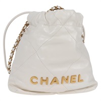 【原宿店限定】シャネル CHANEL ハンドバッグ ビコローレ チェーン シャネル22ミニ ラムスキン 2way ホワイト ゴールド レディース BD2189M