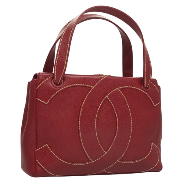 【原宿店限定】シャネル CHANEL ハンドバッグ ワイルドステッチ キャビアスキン ボルドー ゴールド レディース 126239V